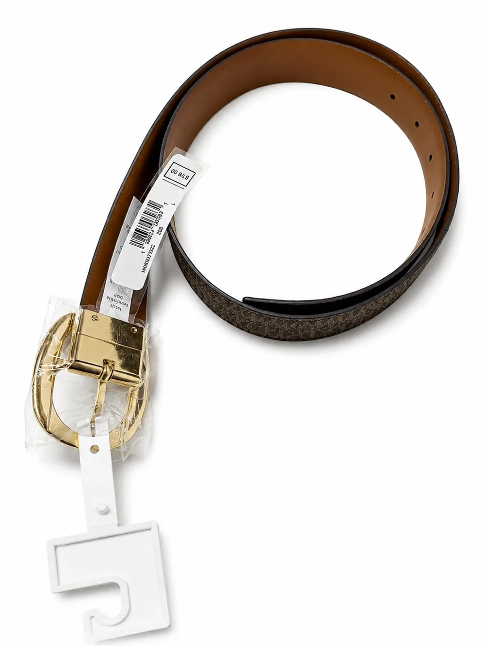 NWT Michael Kors Reversible MK Logo Belt Brown/Tan Gold Buckle Size L